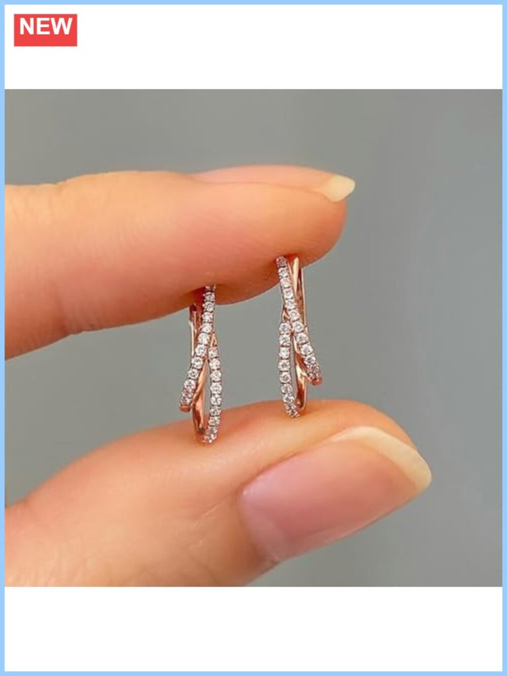 Cross Shaped Rose Gold Color Hoop Earrings for Women